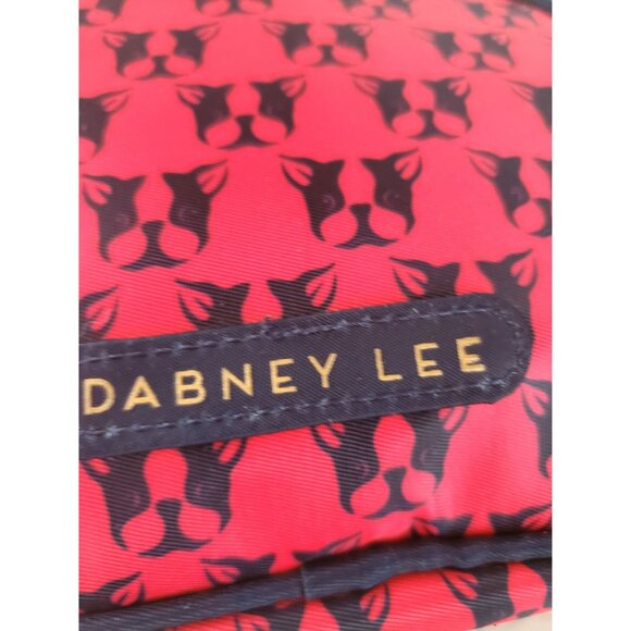 Dabney Lee Red Cosmetic Bag Frenchie Terrier Black Dog Print Gold Zipper - Picture 5 of 10